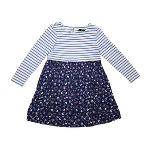 Joules Size 6 Striped and Floral Long Sleeve Cotton Dress